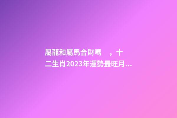 屬龍和屬馬合財嗎，十二生肖2023年運勢最旺月份大公開-第1張-觀點-玄機派
